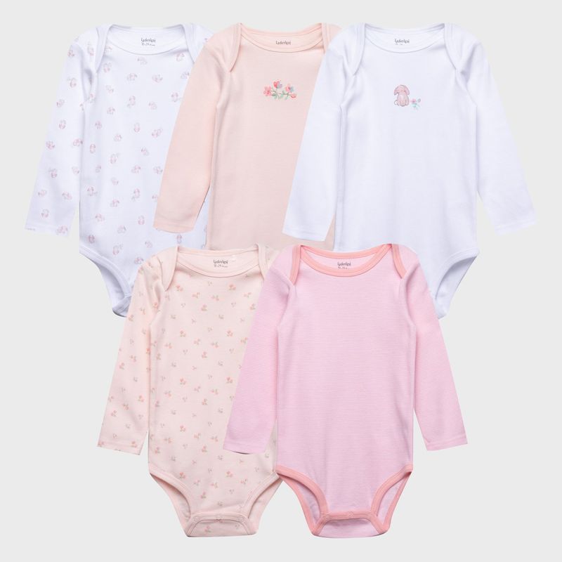 YAMP - Body Bebé Niña Manga Larga Pack X5 Algodón Yamp