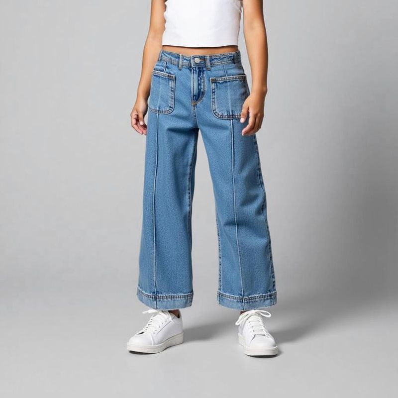 ELEVEN - Jeans Eleven Wide Leg Algodón Niña Tiro Medio