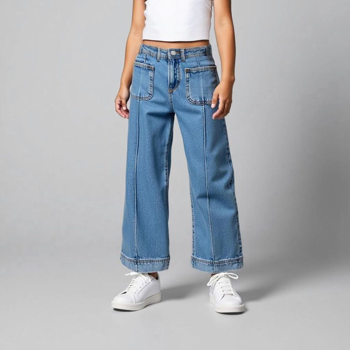 ELEVEN - Jeans Eleven Wide Leg Algodón Niña Tiro Medio