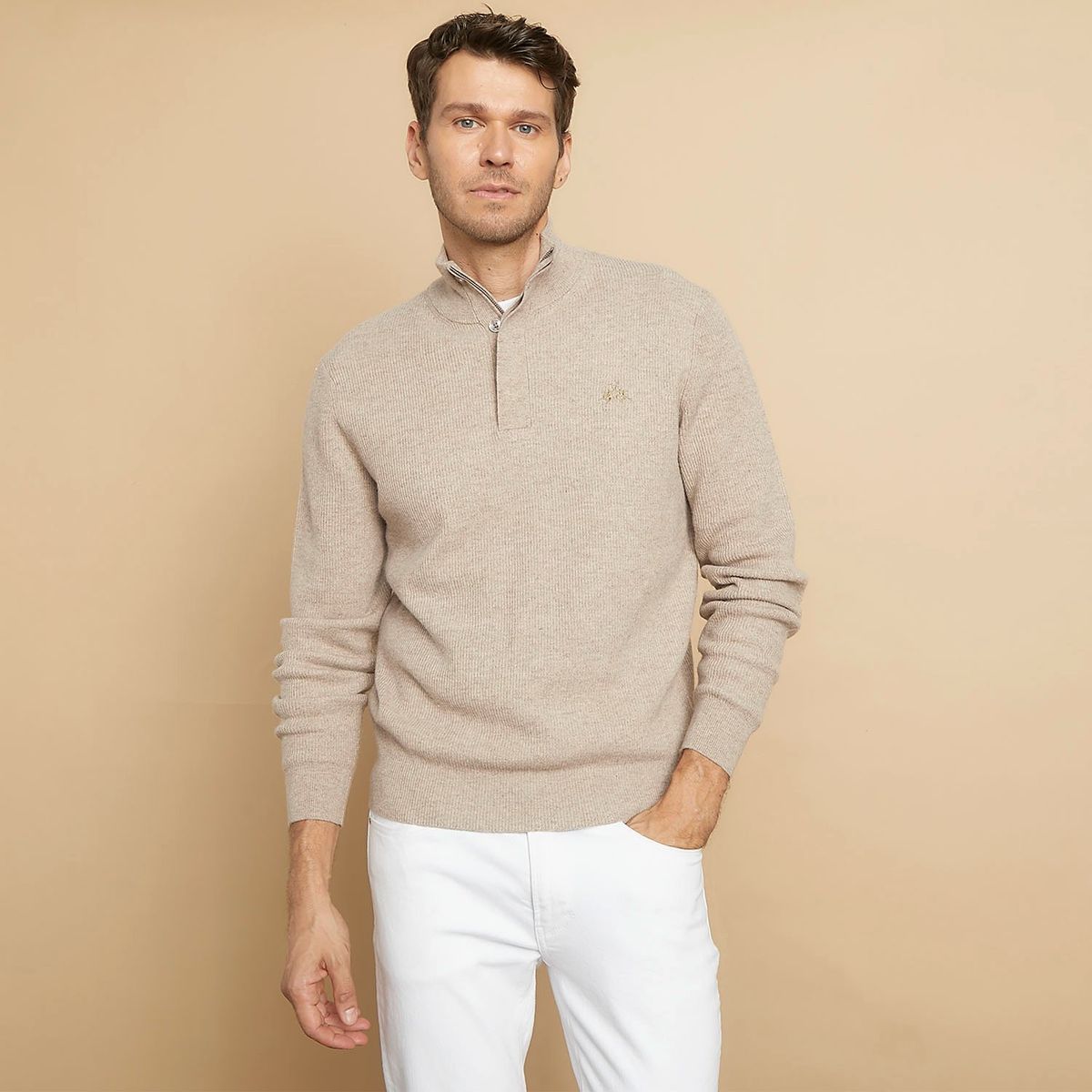 LA MARTINA - Chompa Lana Medio Cierre Hombre La Martina