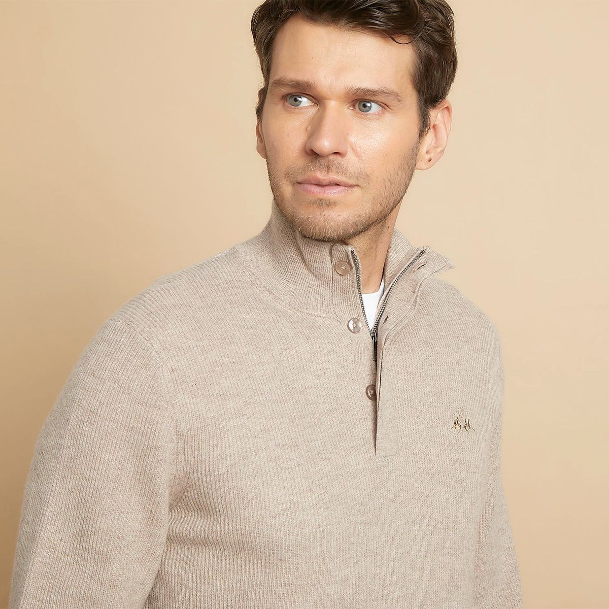 LA MARTINA - Chompa Lana Medio Cierre Hombre La Martina