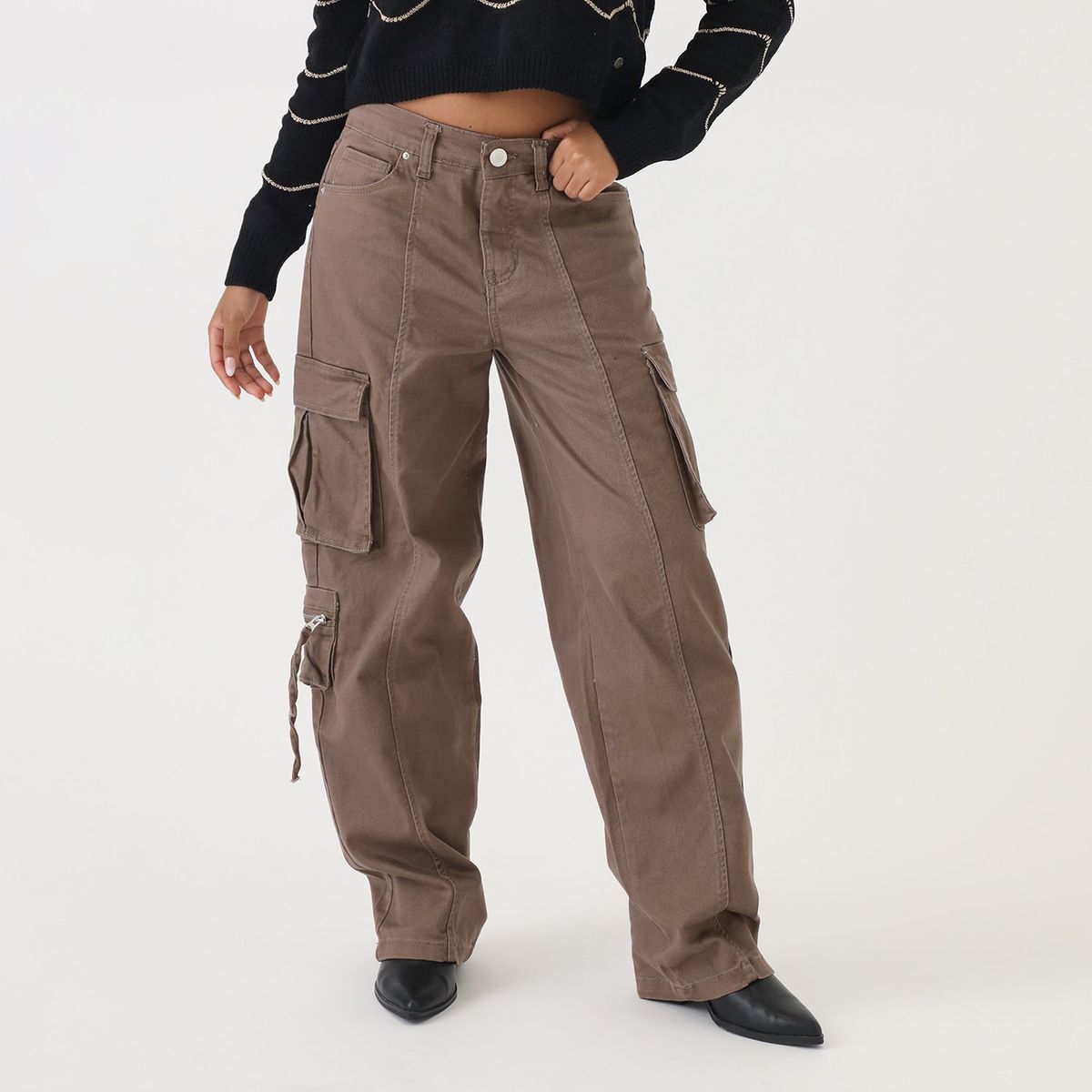 DENIMLAB - Pantalón Cargo Casual Mujer Denimlab