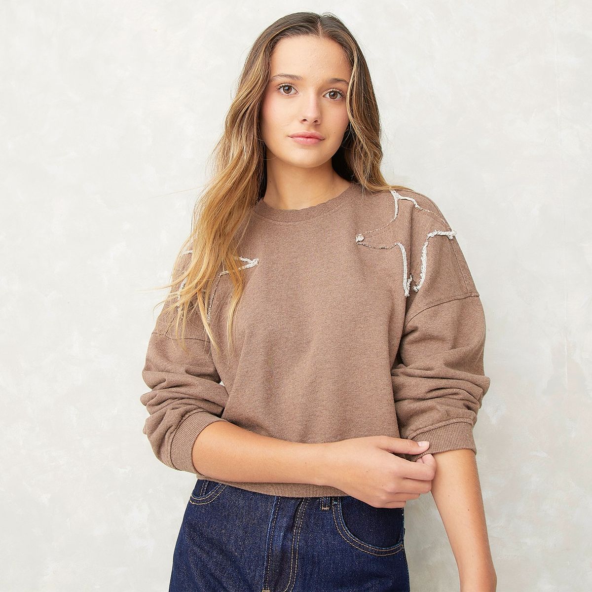 SYBILLA - Polera Sybilla Algodón Manga Larga Mujer Marrón