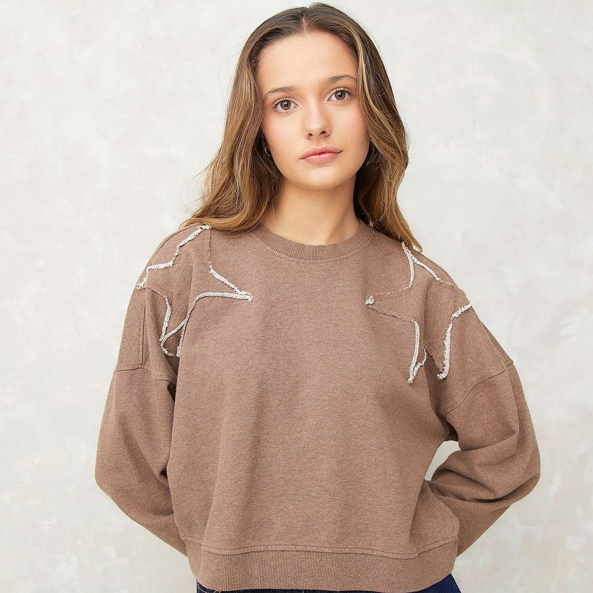 SYBILLA - Polera Sybilla Algodón Manga Larga Mujer Marrón