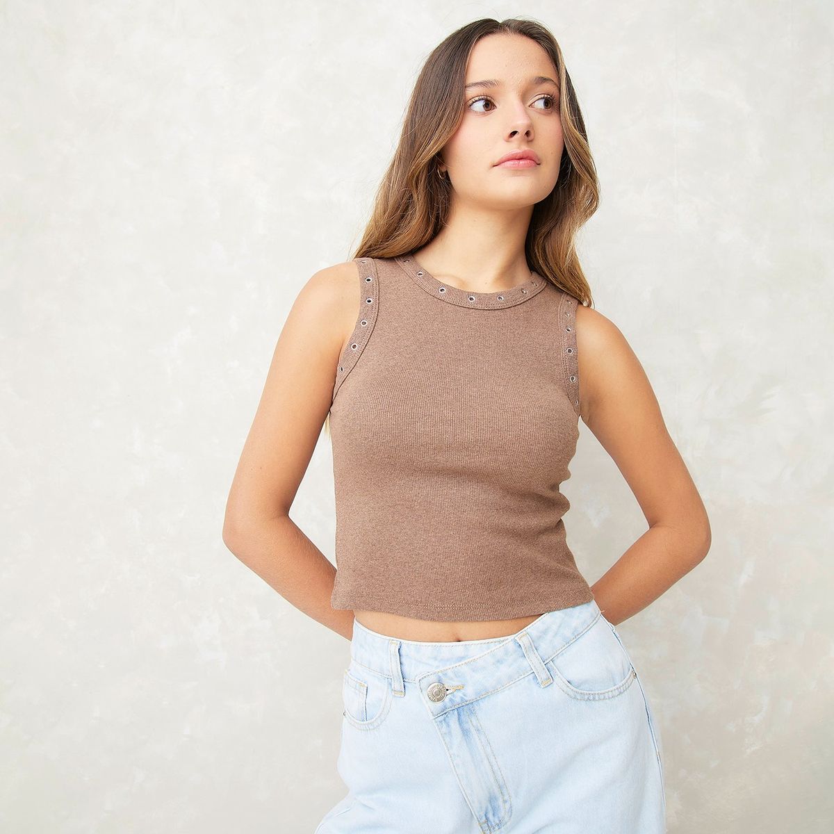 SYBILLA - Peto Sybilla Sin Mangas Algodón Mujer Estilo Casual