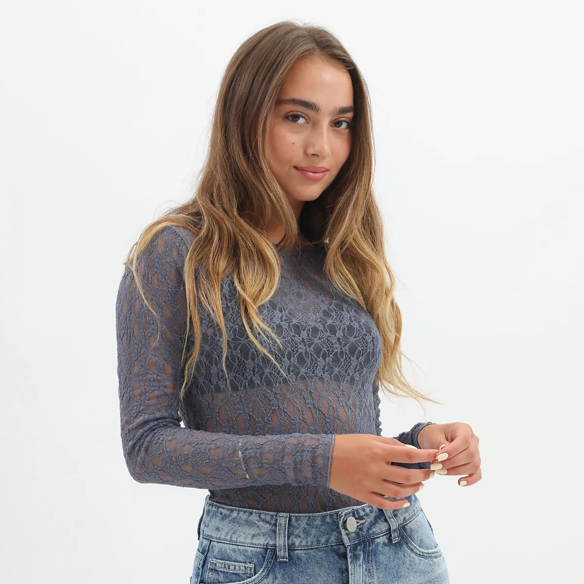 DENIMLAB - Polo Manga Larga Casual Mujer Denimlab