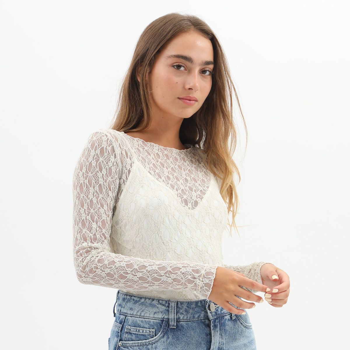 DENIMLAB - Polo Manga Larga Casual Mujer Denimlab