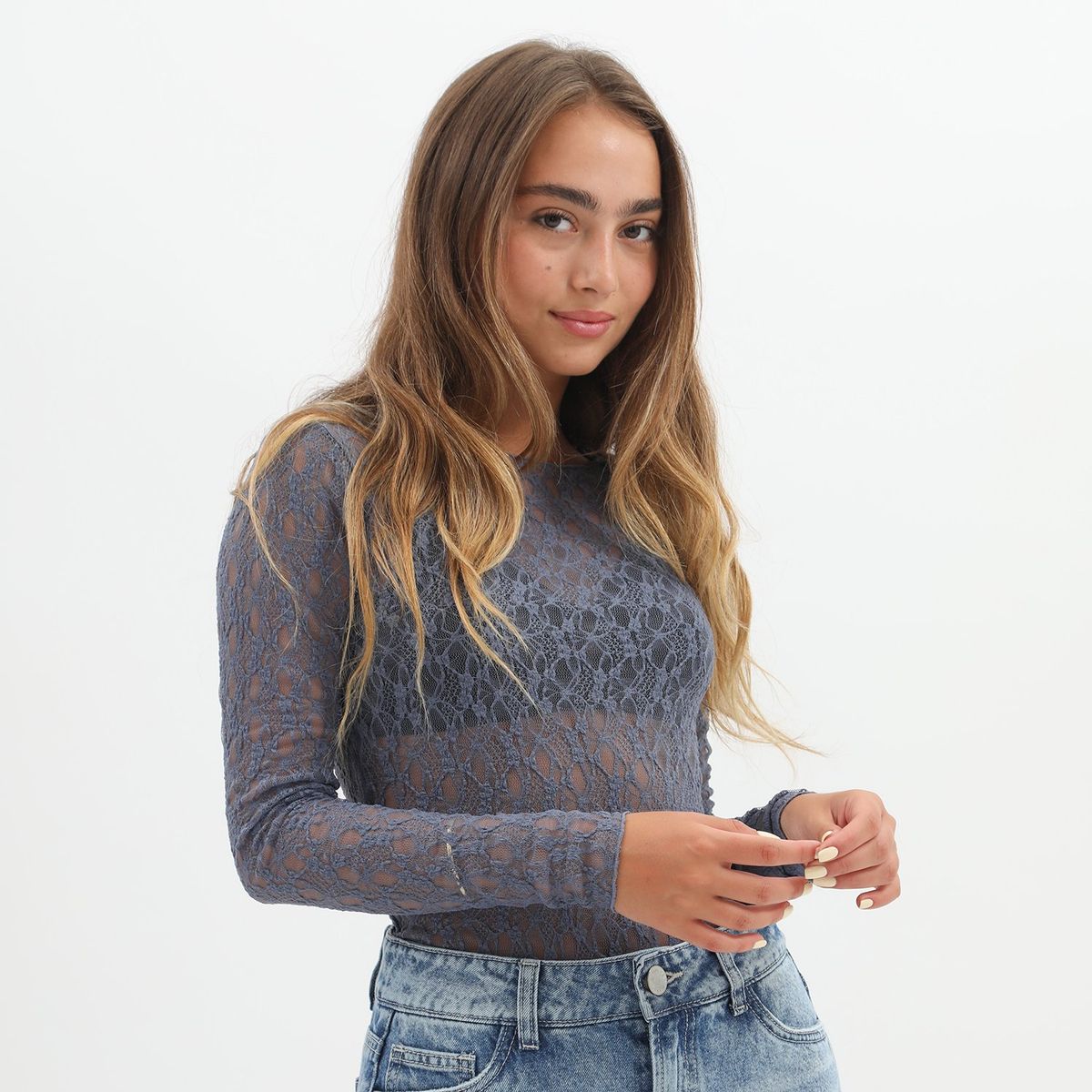 DENIMLAB - Polo Manga Larga Casual Mujer Denimlab