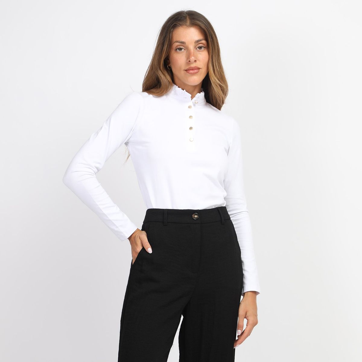 BASEMENT - Polo Manga Larga Casual Mujer Basement