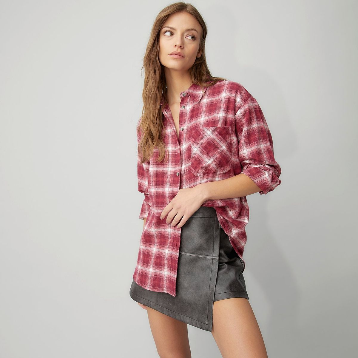 DENIMLAB - Camisa Denimlab Manga Larga Algodón Diseño Cuadros Mujer