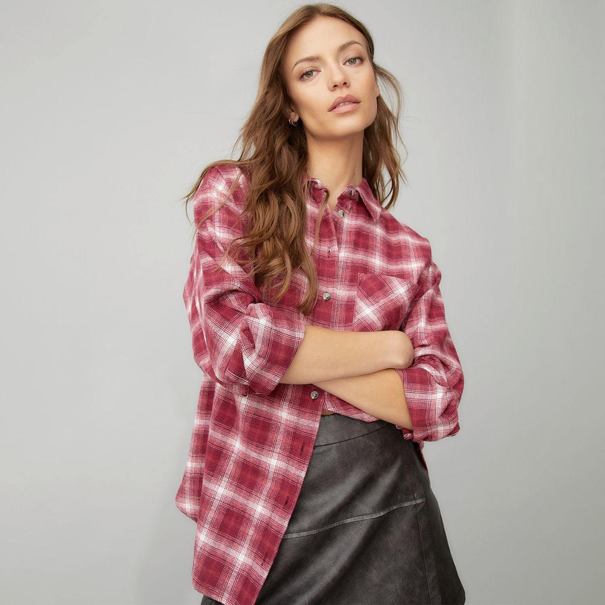 DENIMLAB - Camisa Denimlab Manga Larga Algodón Diseño Cuadros Mujer