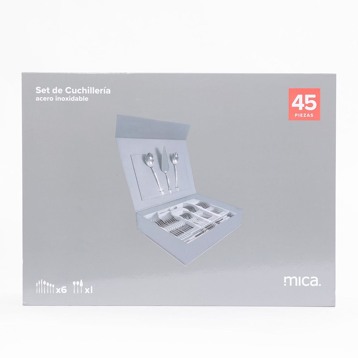 MICA - Juego de Cubiertos 45 Piezas Basic Mica