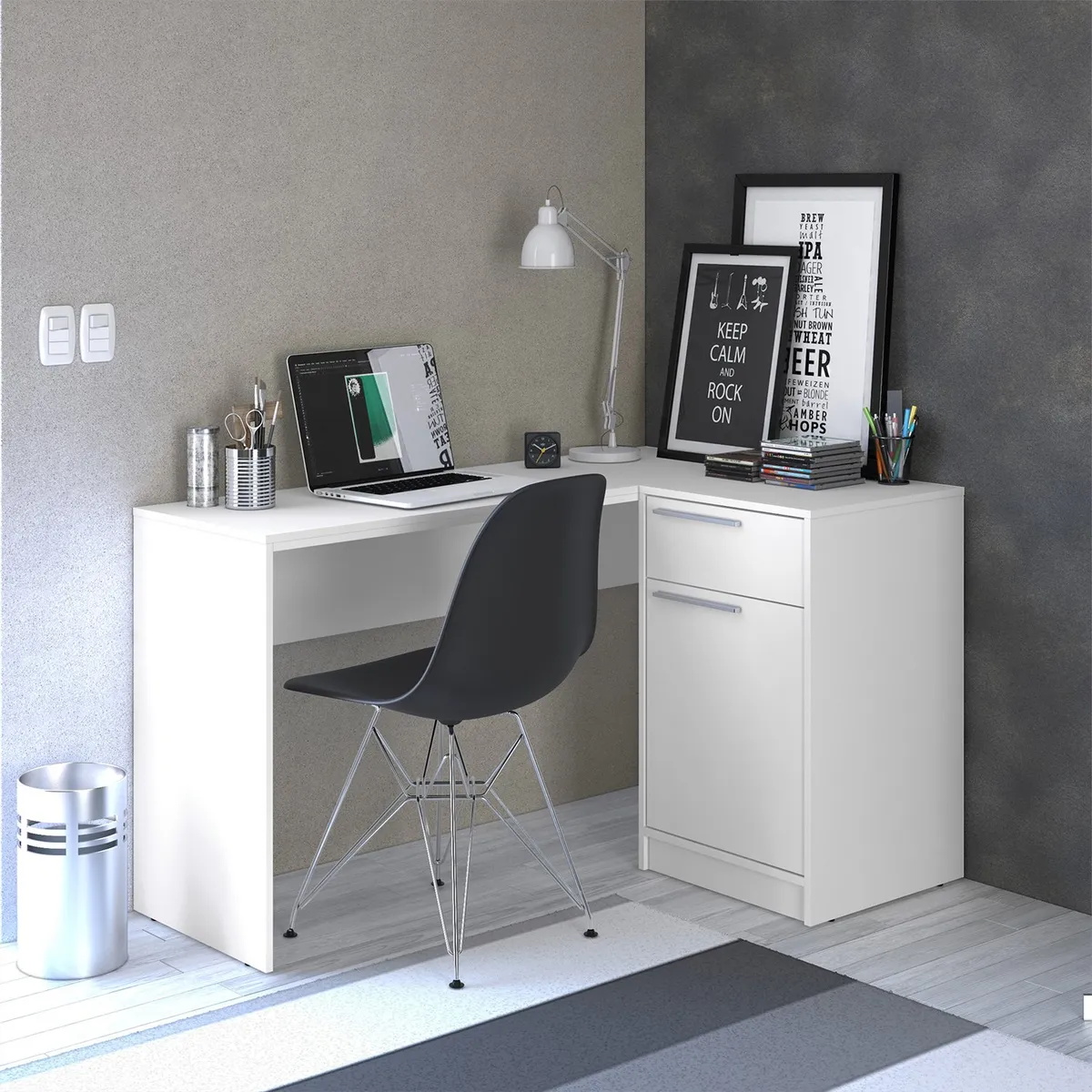 MICA - Escritorio En L Esquinero Moscou 1 Cajón 1 Puerta