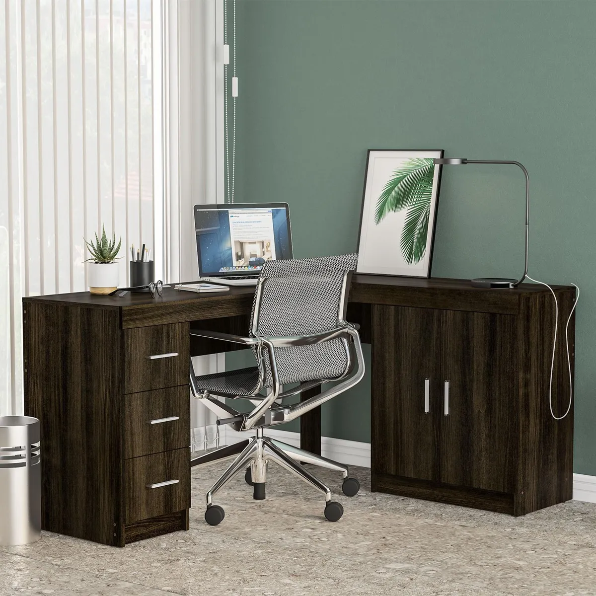 MICA - Escritorio en L Esquinero España 3 Cajones 2 Puertas