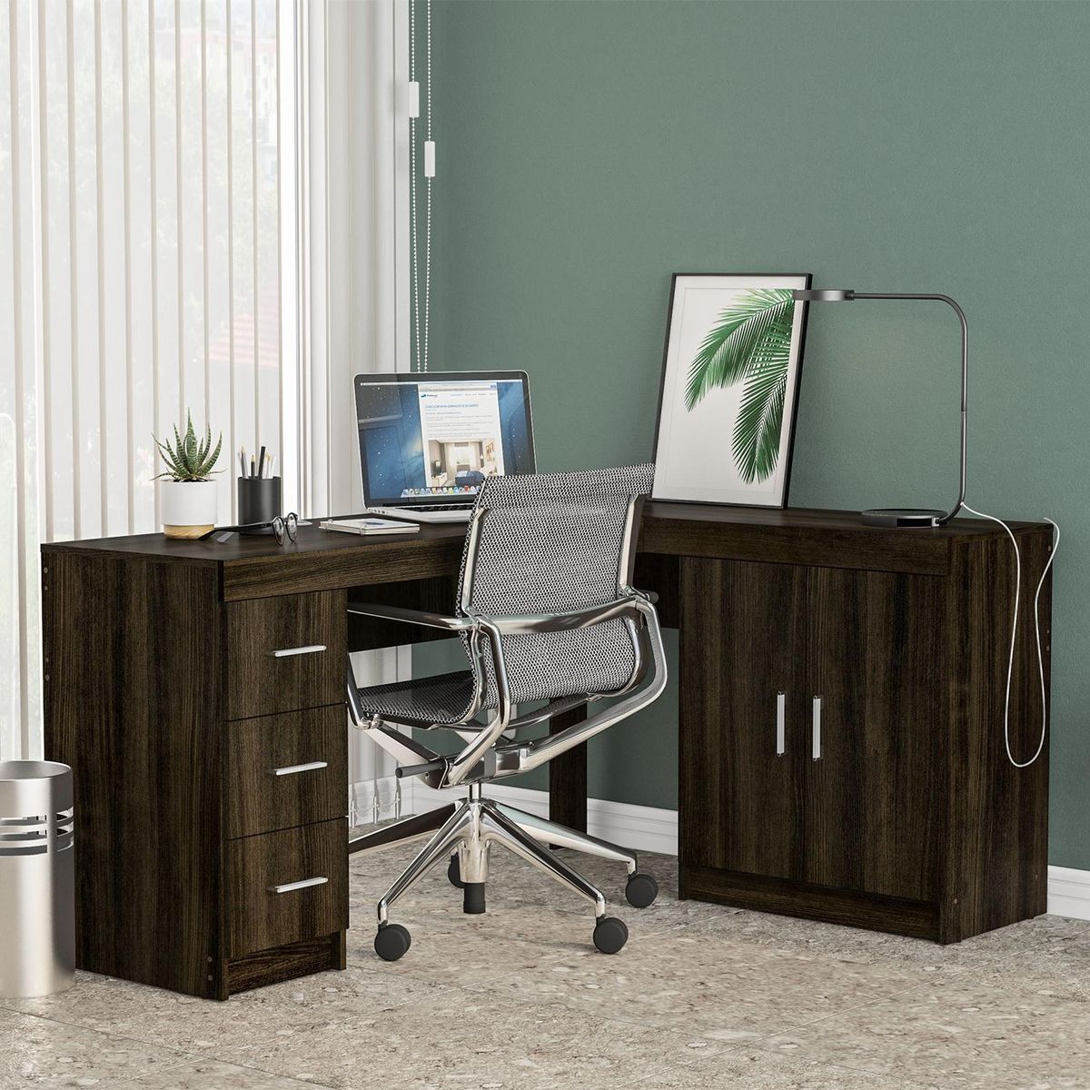 MICA - Escritorio en L Esquinero España 3 Cajones 2 Puertas