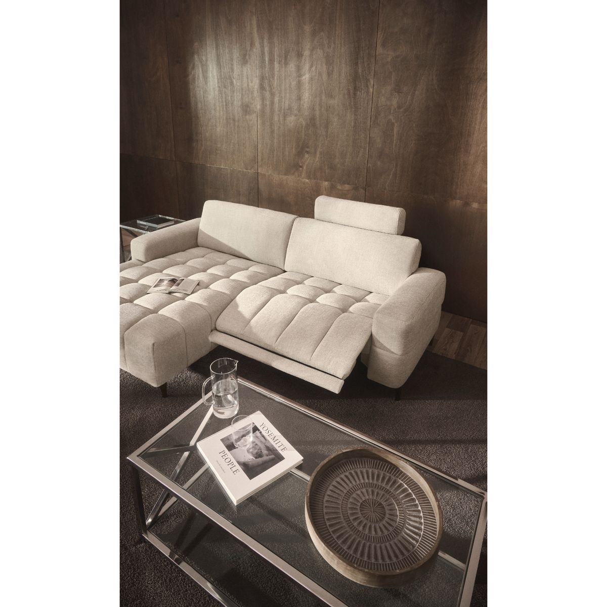 BASEMENT HOME - Seccional con Reclinable Eléctrico Frank 4 Cuerpos Izquierdo