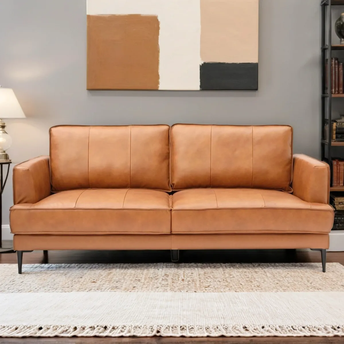 BASEMENT HOME - Sofá Nicolas 3 Cuerpos De Cuero Combinado