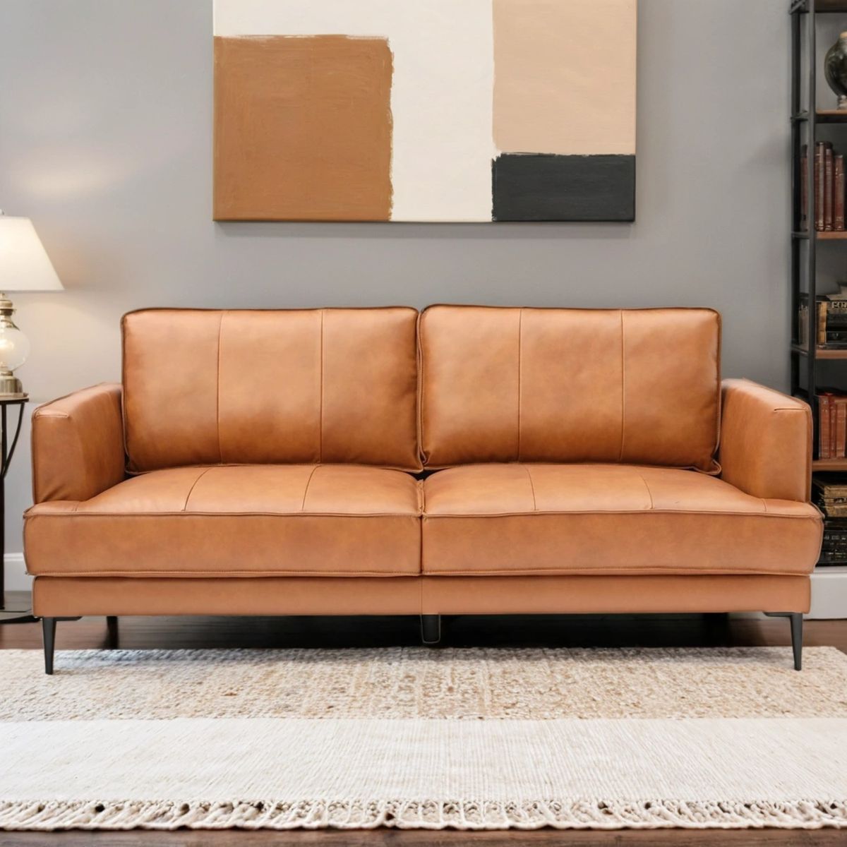 BASEMENT HOME - Sofá Nicolas 3 Cuerpos De Cuero Combinado