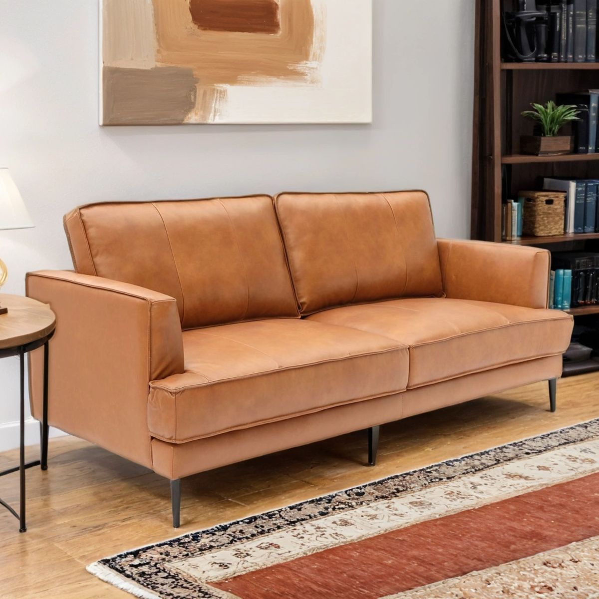 BASEMENT HOME - Sofá Nicolas 3 Cuerpos De Cuero Combinado