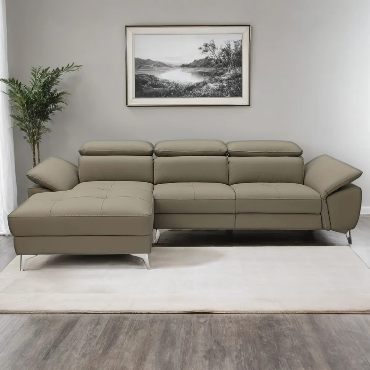 BASEMENT HOME - Seccional Stewart 4 Cuerpos Izquierdo De Cuero