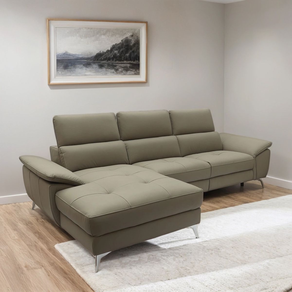 BASEMENT HOME - Seccional Stewart 4 Cuerpos Izquierdo De Cuero