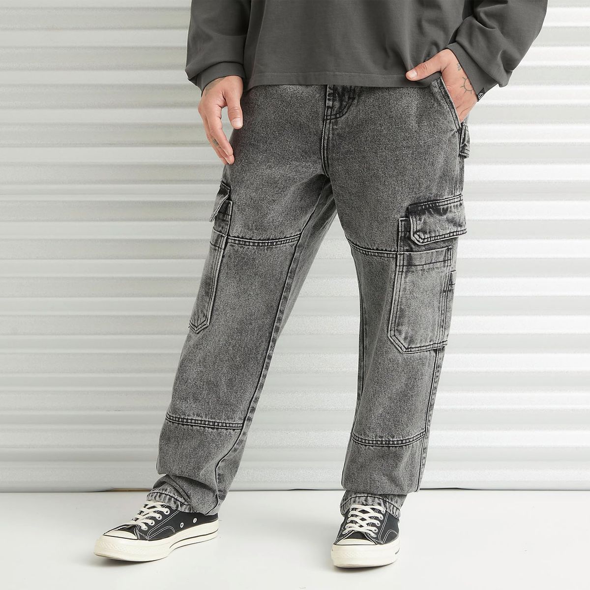 DENIMLAB - Jeans Cargo Tiro Medio Hombre Denimlab