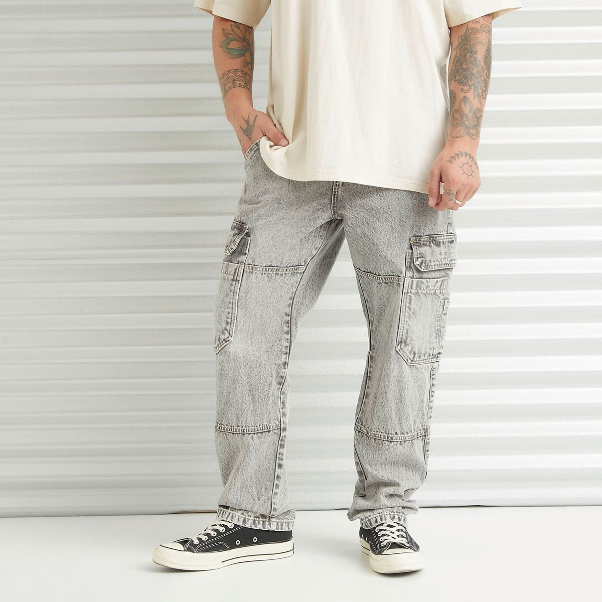 DENIMLAB - Jeans Cargo Tiro Medio Hombre Denimlab