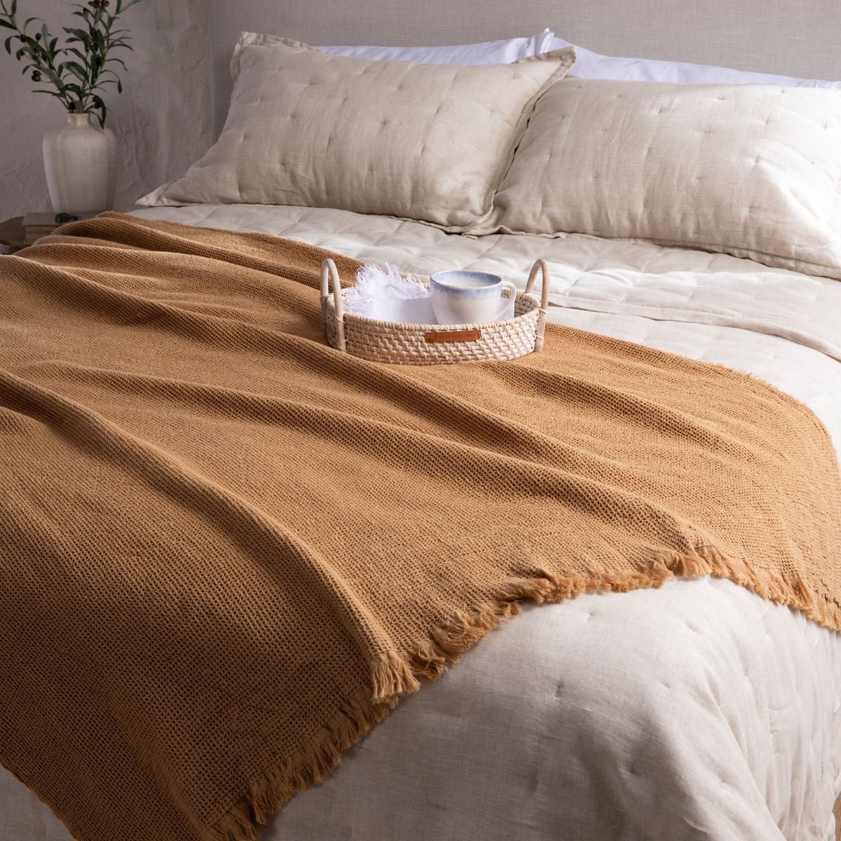 CASA CANTABRIA - Manta Waffle 100% Algodón Casa Cantabria