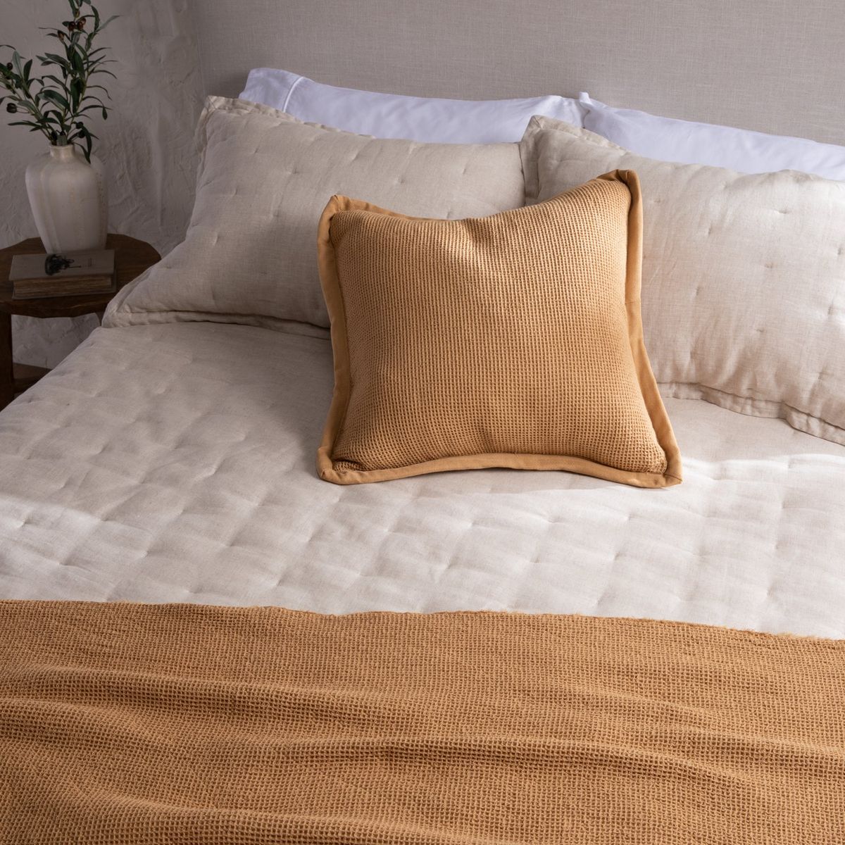 CASA CANTABRIA - Cojín 100% Algodón Waffle 50x50cm Casa Cantabria