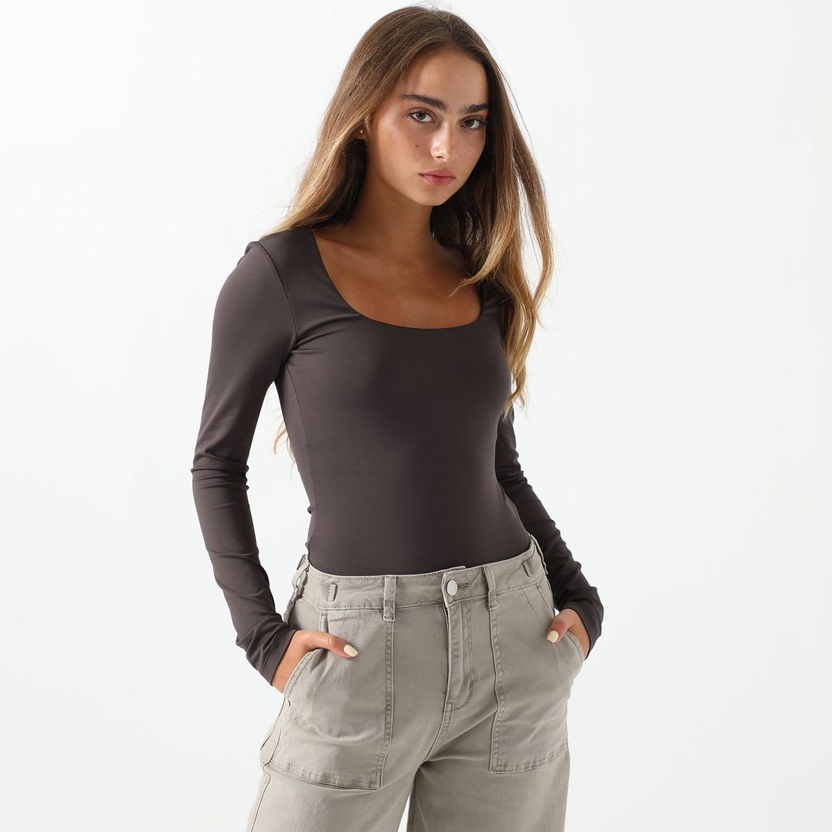 DENIMLAB - Body Manga Larga Casual Mujer Denimlab