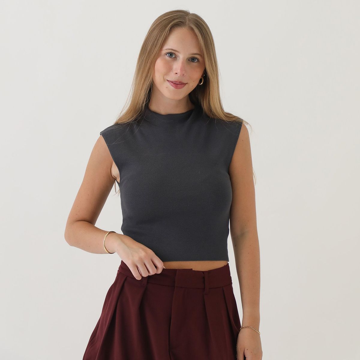 SYBILLA - Polo Sin Mangas Casual Mujer Sybilla