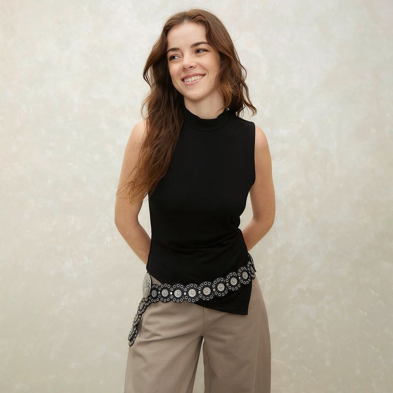 SYBILLA - Polo Sin Mangas Casual Mujer Sybilla