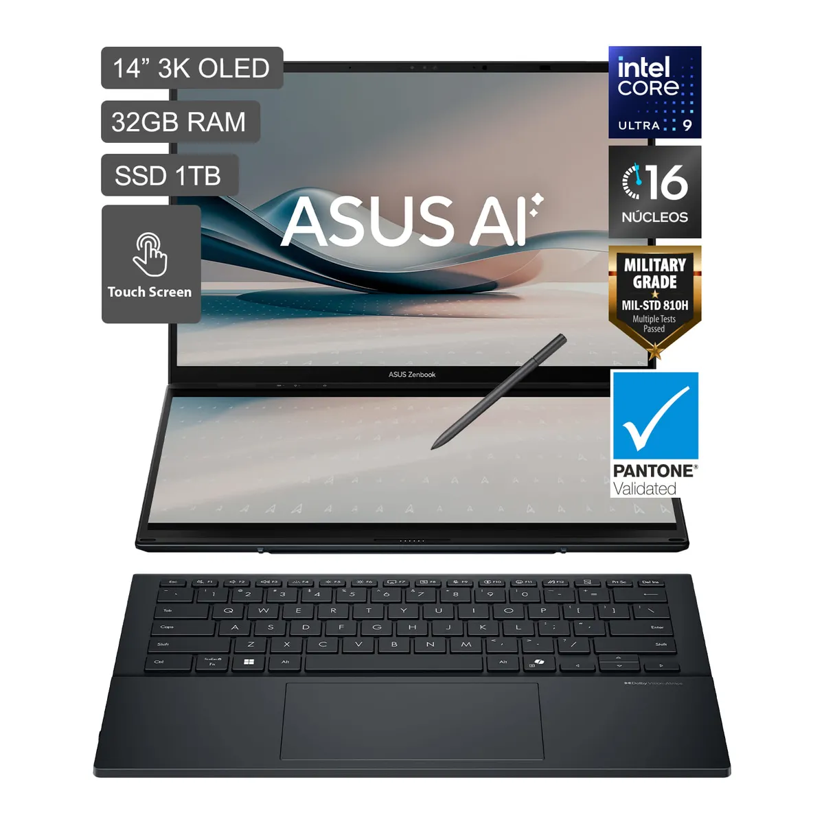 ASUS - Laptop Asus Zenbook Duo Intel Core Ultra 9 285h 32gb 1tbssd 14" 3k Oled