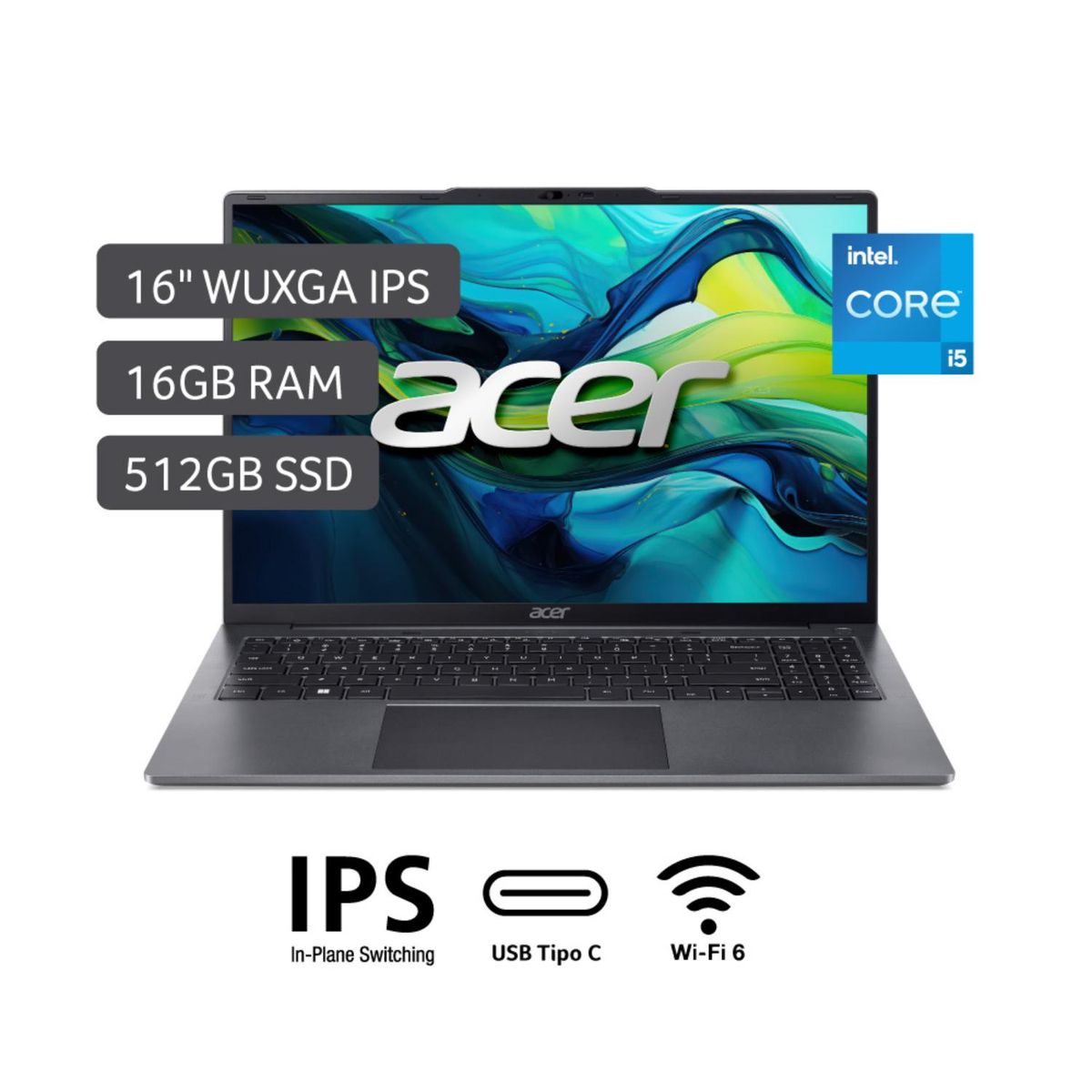 ACER - Laptop Acer Intel Core I5 16gb 512gb  Aspire 12° Gen 16" 