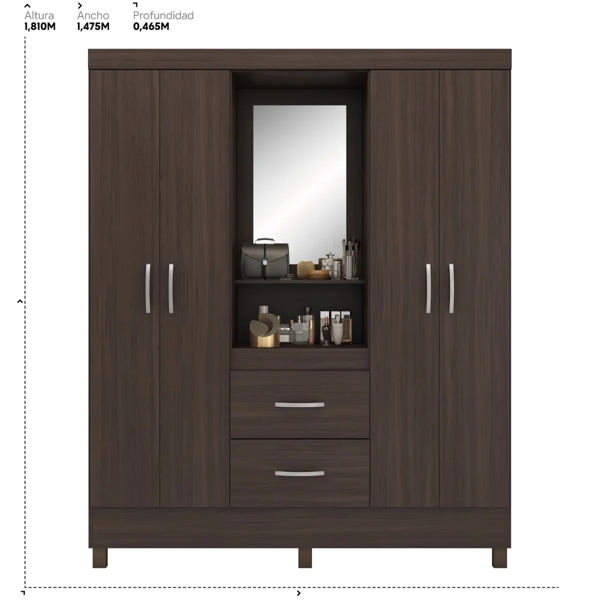 MICA - Ropero Brescia 4 Puertas 2 Cajones