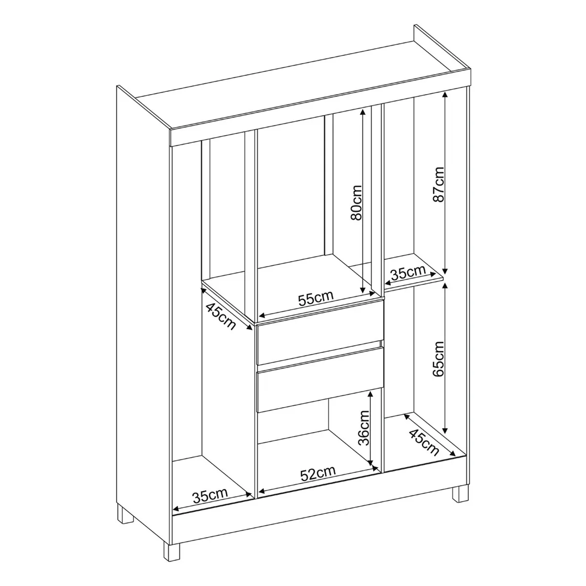 MICA - Ropero Trento 6 Puertas 2 Cajones