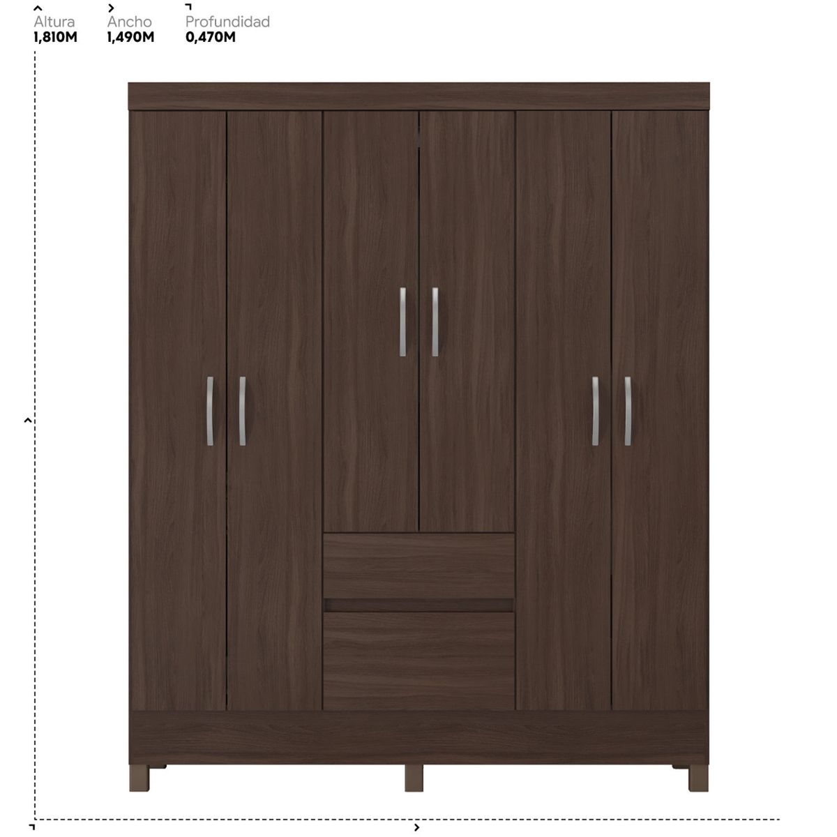 MICA - Ropero Siena 6 Puertas 2 Cajones