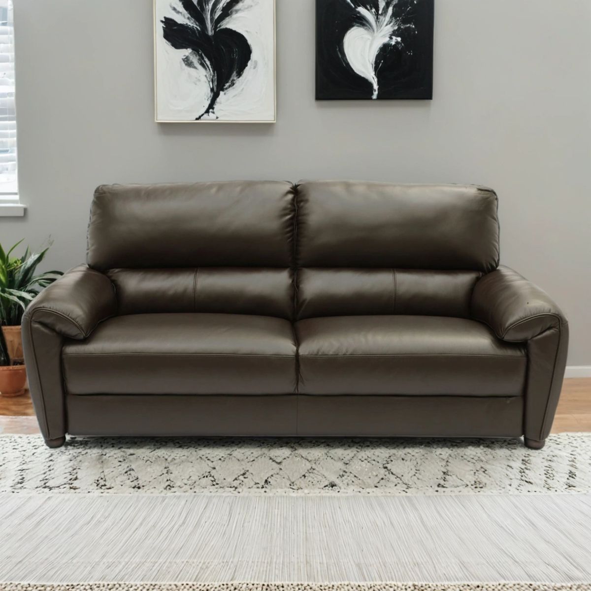 BASEMENT HOME - Sofá Bailey 3 Cuerpos de Cuero Combinado