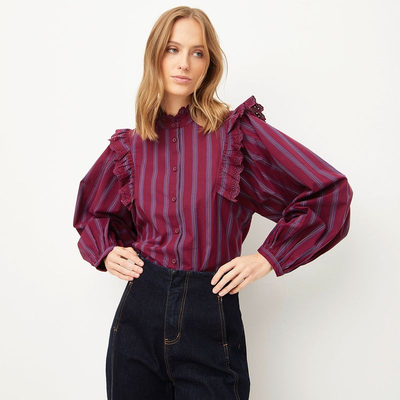 BASEMENT - Blusa Manga Larga Algodón Mujer Basement