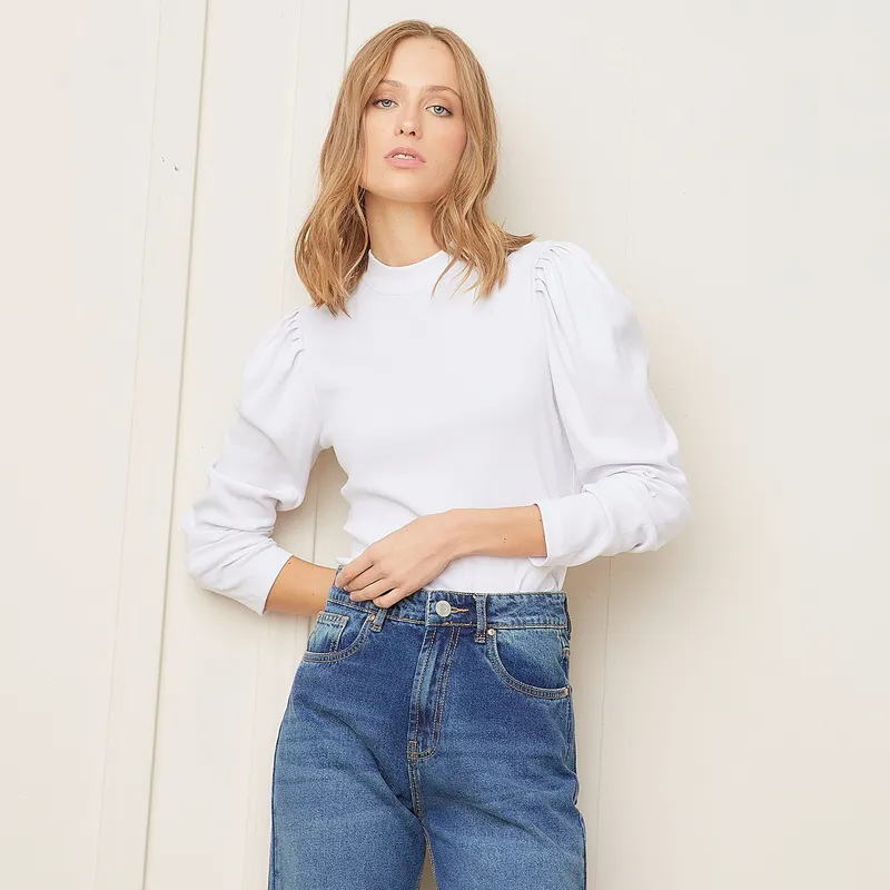 BASEMENT - Polo Manga Larga Casual Mujer Basement