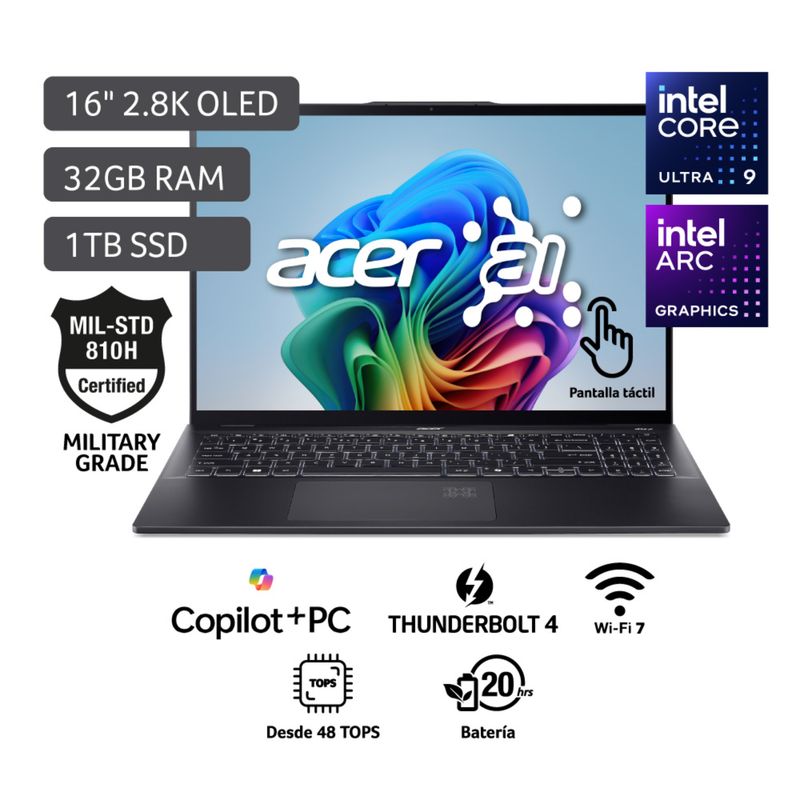 ACER - Laptop Acer Intel Core Ultra 9  32gb 1024sd W11 Copilot   Swift 16"