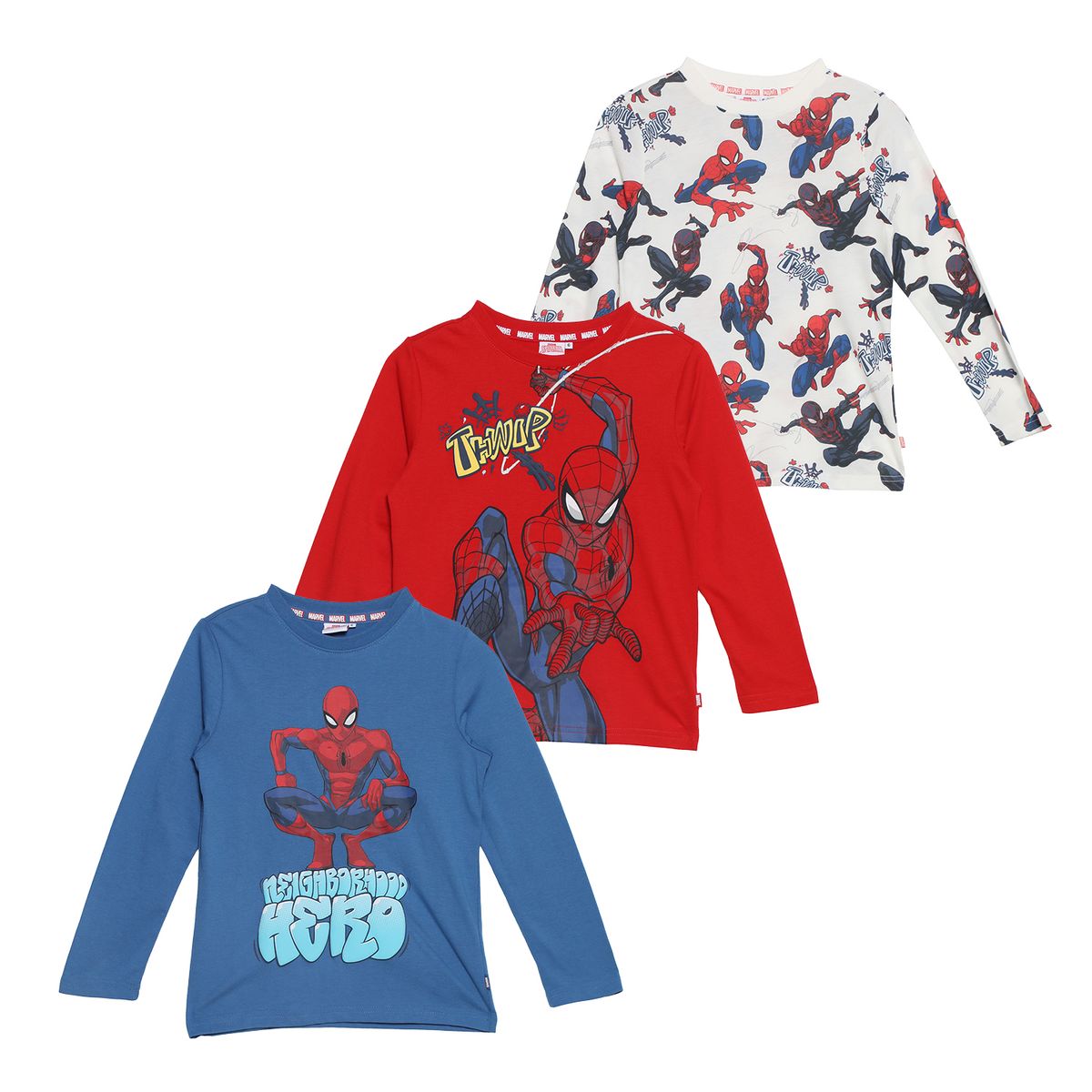 SPIDERMAN - Polo Niño Algodón Pack X3 Spider-man