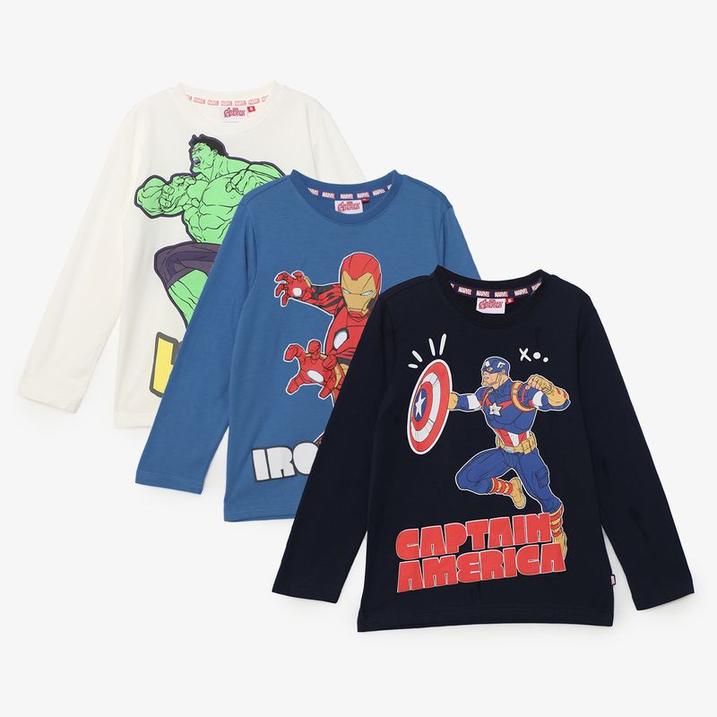 AVENGERS - Polo Niño Algodón Pack X3 Avengers