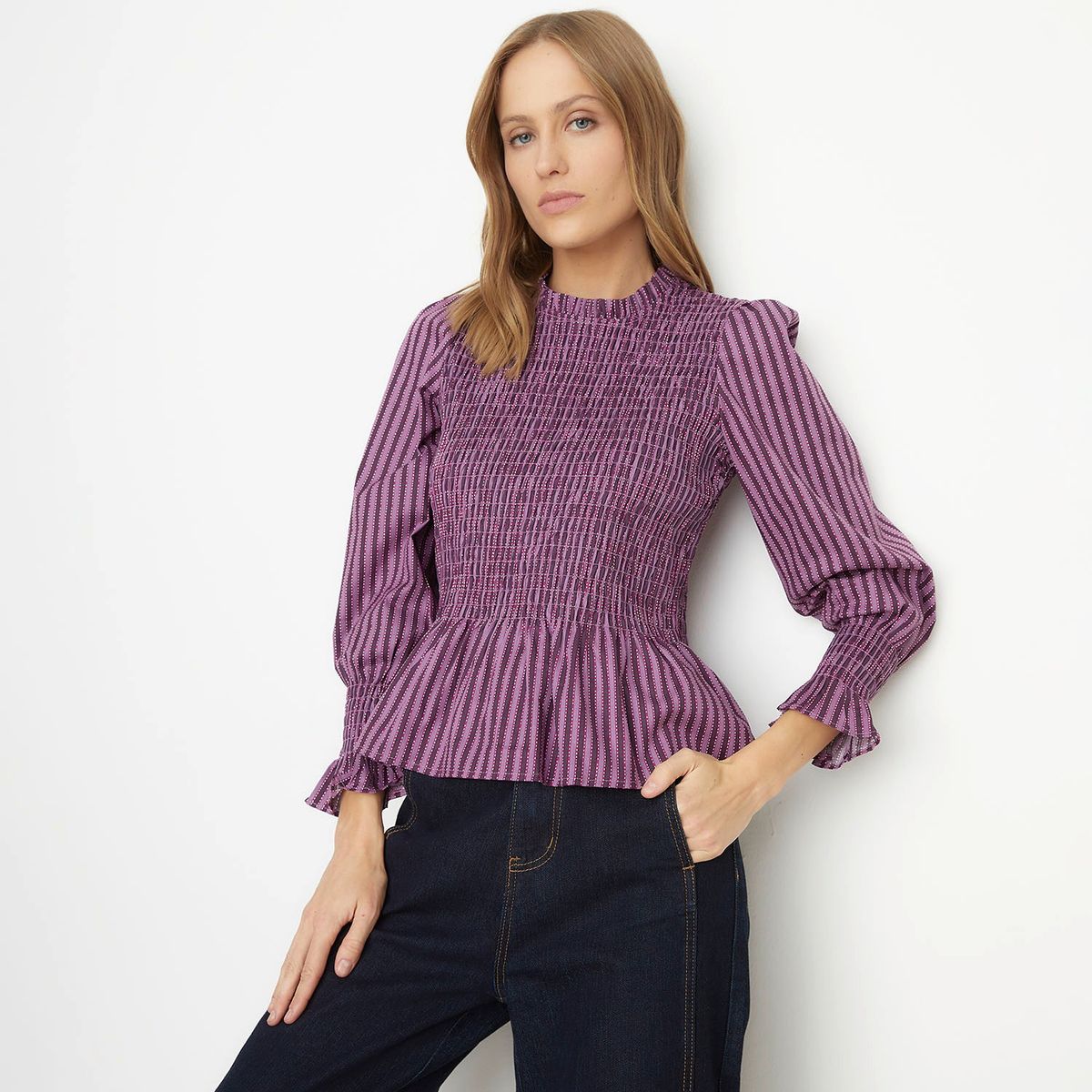 BASEMENT - Blusa Manga Larga Algodón Mujer Basement