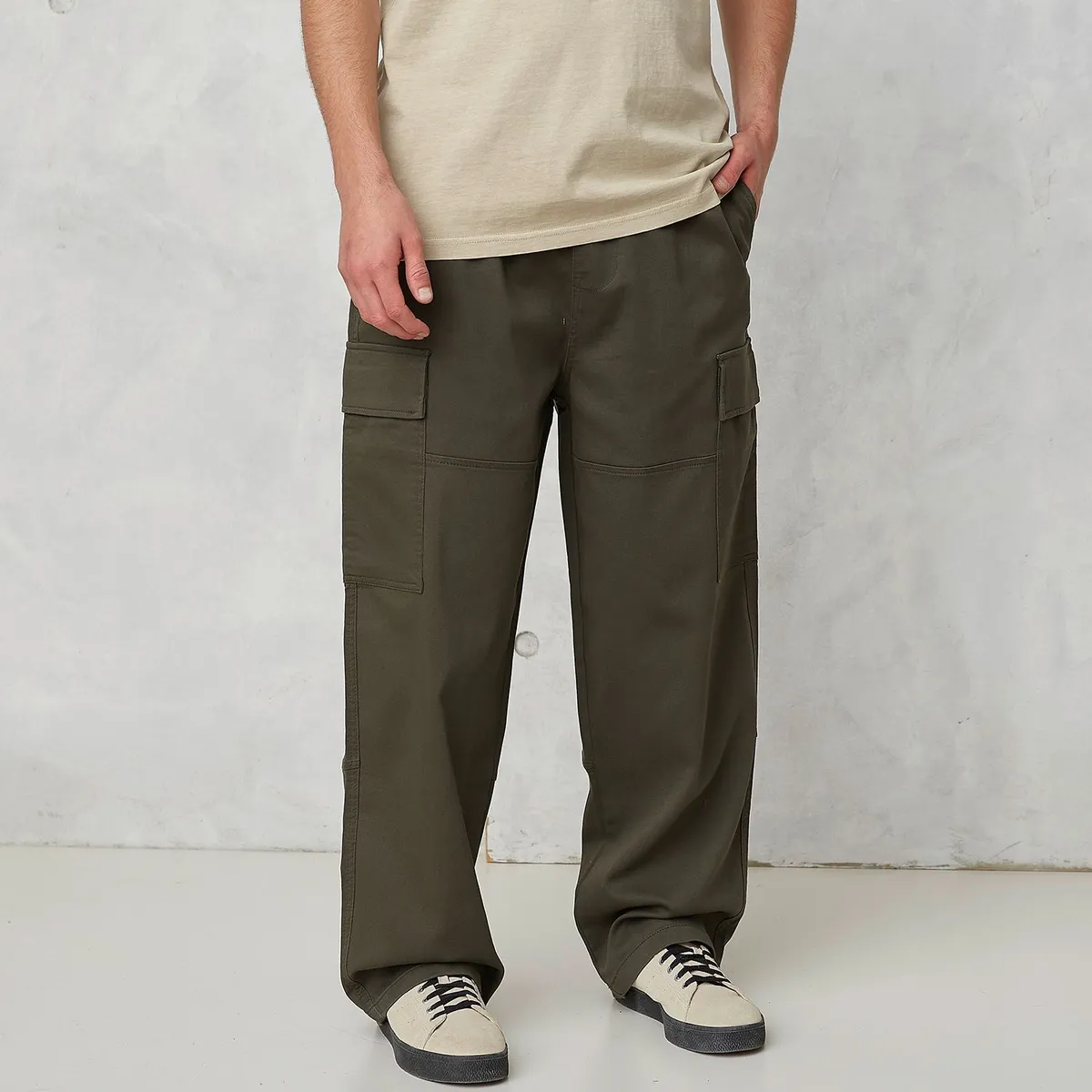 BEARCLIFF - Pantalón Algodón Cargo Fit Baggy Hombre Bearcliff