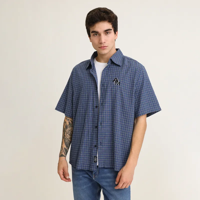 DENIMLAB - Camisa 100% Algodón Manga Corta Hombre Denimlab