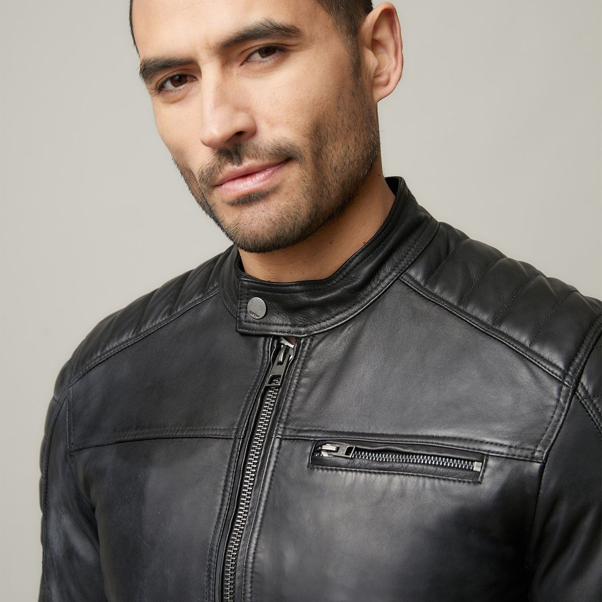 MOSSIMO - Casaca 100% Cuero Casual Hombre Mossimo