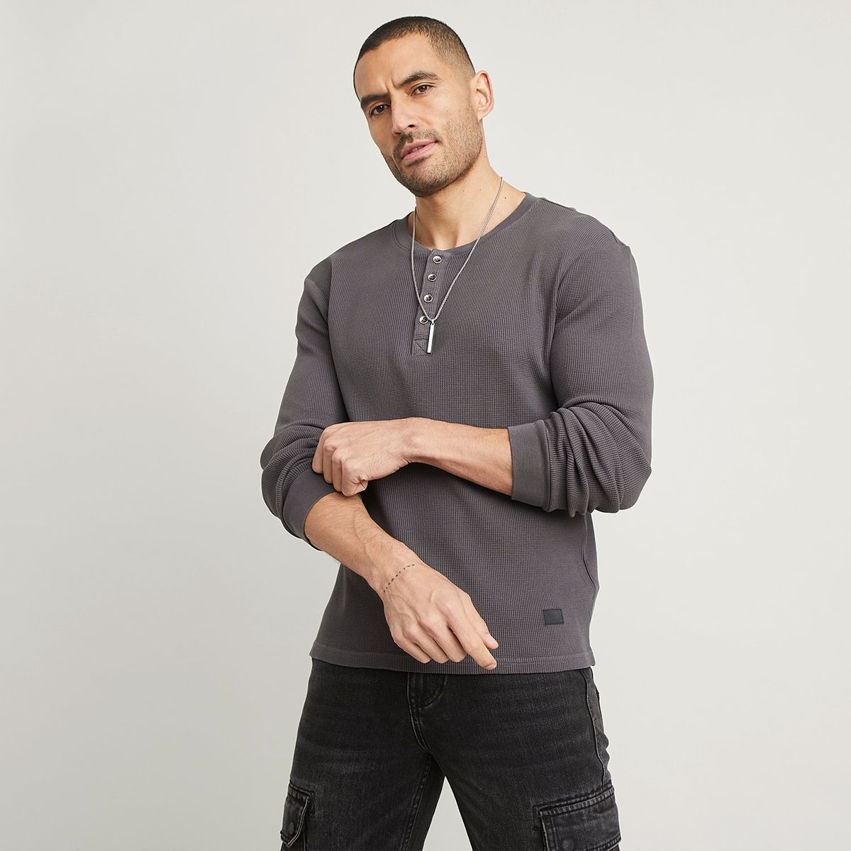 MOSSIMO - Polo 100% Algodón Manga Larga Hombre Mossimo