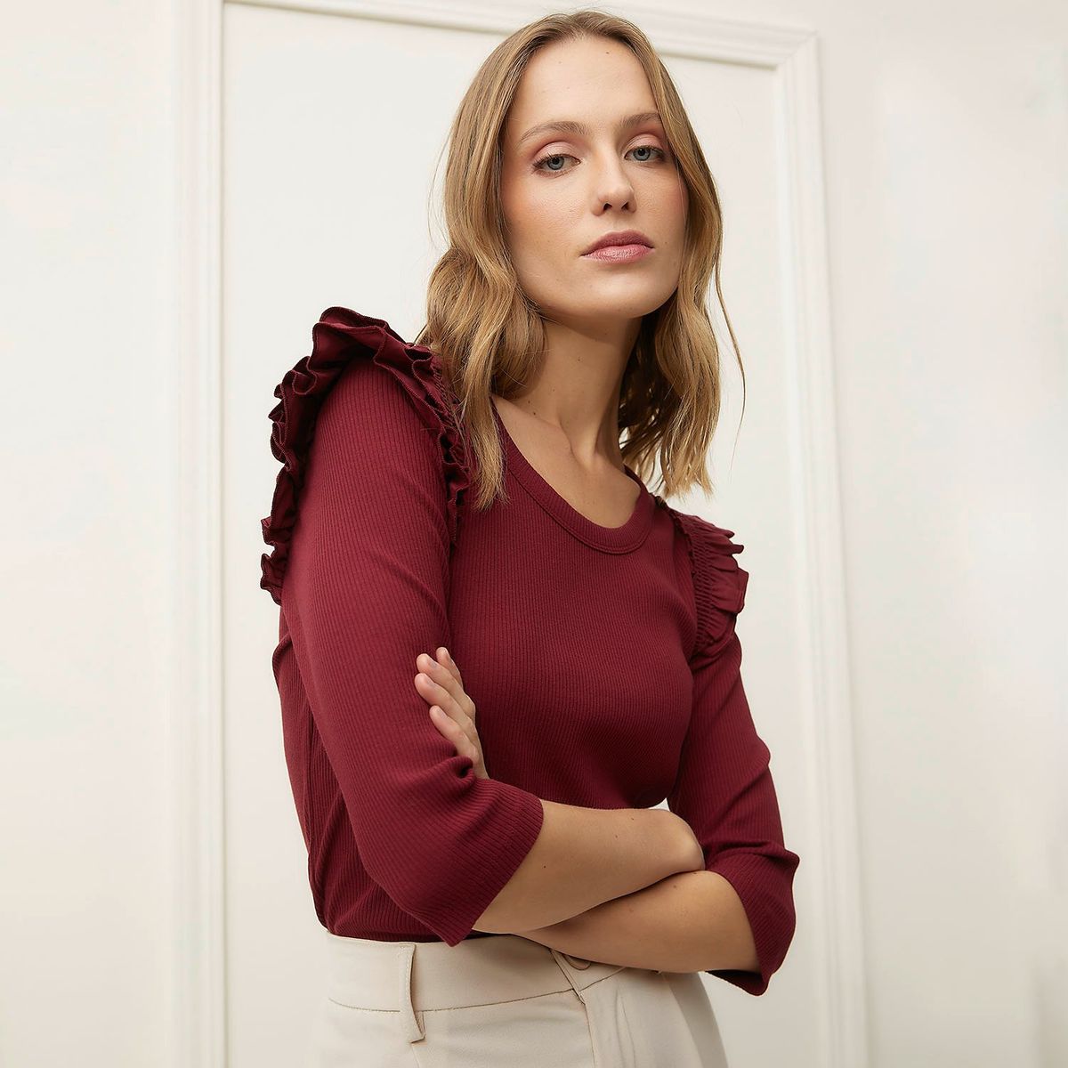 BASEMENT - Polo Manga Larga Algodón Mujer Basement