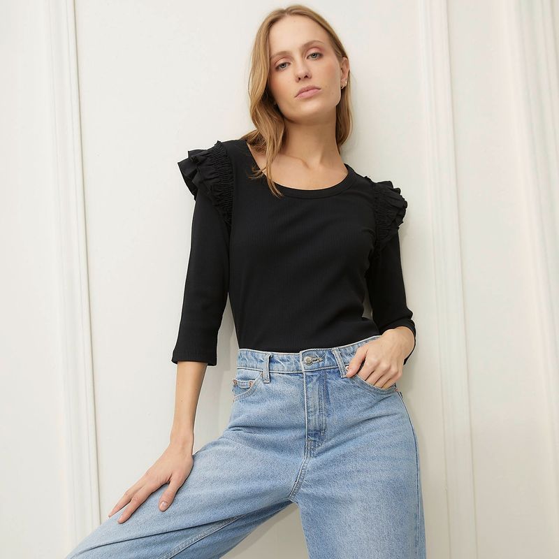 BASEMENT - Polo Manga Larga Algodón Mujer Basement